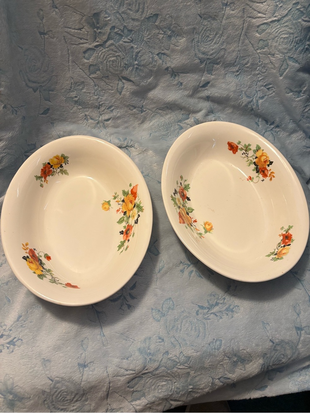 Vintage Floral Ceramic Serving Bowls - Homer Laughlin